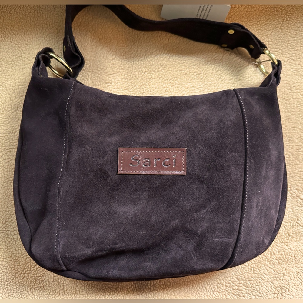 NWT Sarci Bags “Christine Ann” dark chocolate brown Suede shoulder handbag purse
